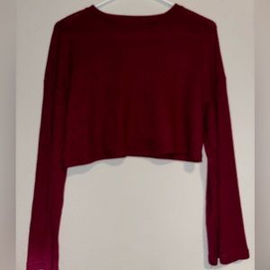 flow-y long sleeve cropped shirt pink